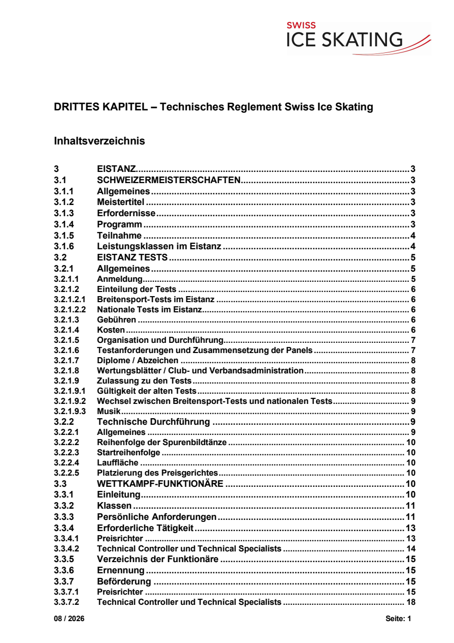 Technisches Reglement Eistanz, August 2026 original page 1