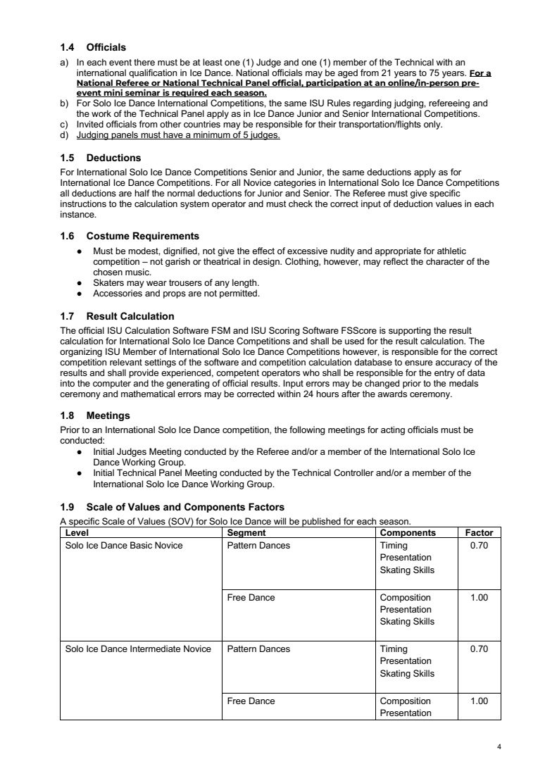 INTERNATIONAL SOLO ICE DANCE COMPETITION GUIDELINES – GENERAL RULES AND REQUIREMENTS SEASON 2026-2027 original page 4
