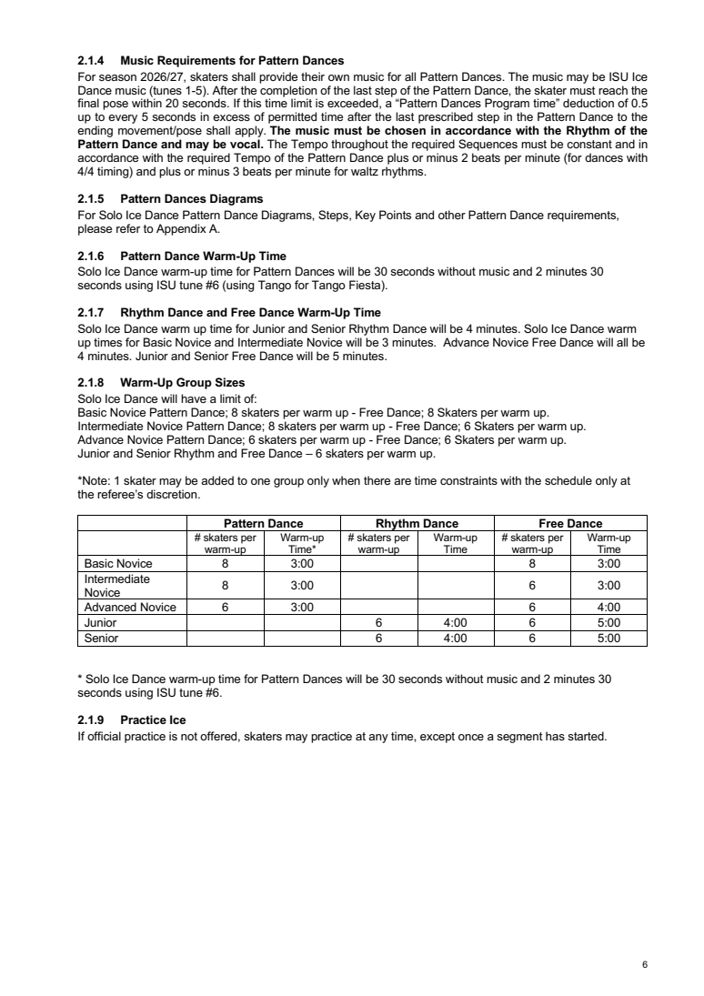 INTERNATIONAL SOLO ICE DANCE COMPETITION GUIDELINES – GENERAL RULES AND REQUIREMENTS SEASON 2026-2027 original page 6