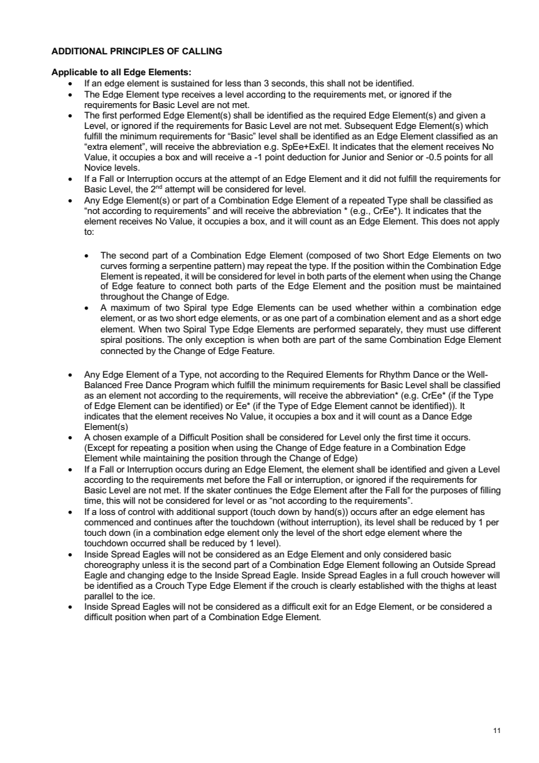 INTERNATIONAL SOLO ICE DANCE COMPETITION GUIDELINES – TECHNICAL RULES AND LEVEL REQUIREMENTS 2026-2027 original page 11