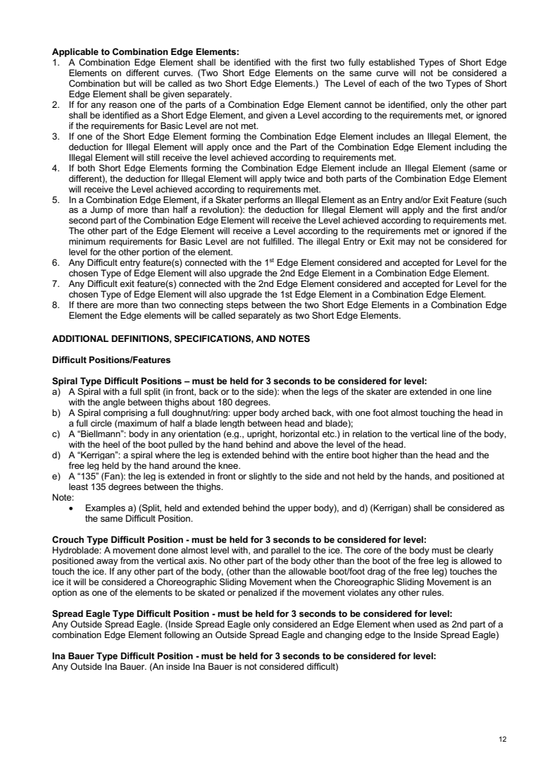 INTERNATIONAL SOLO ICE DANCE COMPETITION GUIDELINES – TECHNICAL RULES AND LEVEL REQUIREMENTS 2026-2027 original page 12