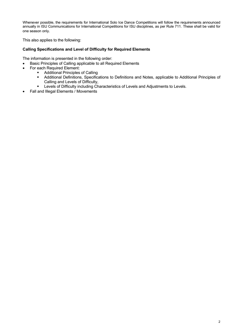 INTERNATIONAL SOLO ICE DANCE COMPETITION GUIDELINES – TECHNICAL RULES AND LEVEL REQUIREMENTS 2026-2027 original page 2