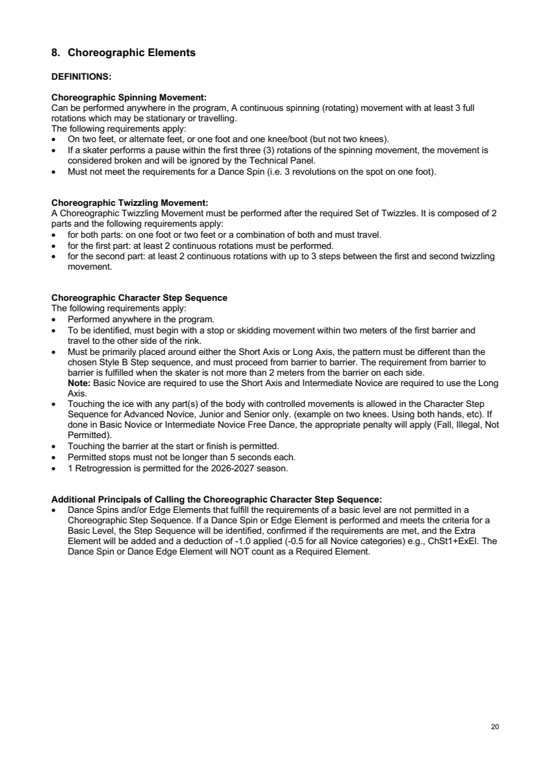 INTERNATIONAL SOLO ICE DANCE COMPETITION GUIDELINES – TECHNICAL RULES AND LEVEL REQUIREMENTS 2026-2027 original page 20