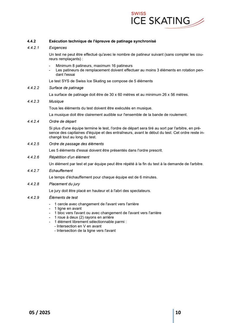 RÈGLEMENTS TECHNIQUES DU PATINAGE SYNCHRONISÉ INCL. RÈGLEMENT DES FONTIONNAIRES original page 10