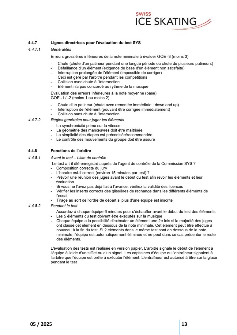 RÈGLEMENTS TECHNIQUES DU PATINAGE SYNCHRONISÉ INCL. RÈGLEMENT DES FONTIONNAIRES original page 13