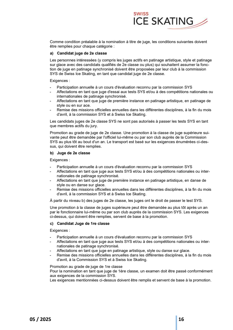 RÈGLEMENTS TECHNIQUES DU PATINAGE SYNCHRONISÉ INCL. RÈGLEMENT DES FONTIONNAIRES original page 16