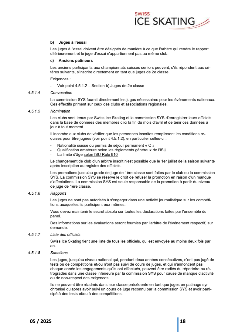 RÈGLEMENTS TECHNIQUES DU PATINAGE SYNCHRONISÉ INCL. RÈGLEMENT DES FONTIONNAIRES original page 18