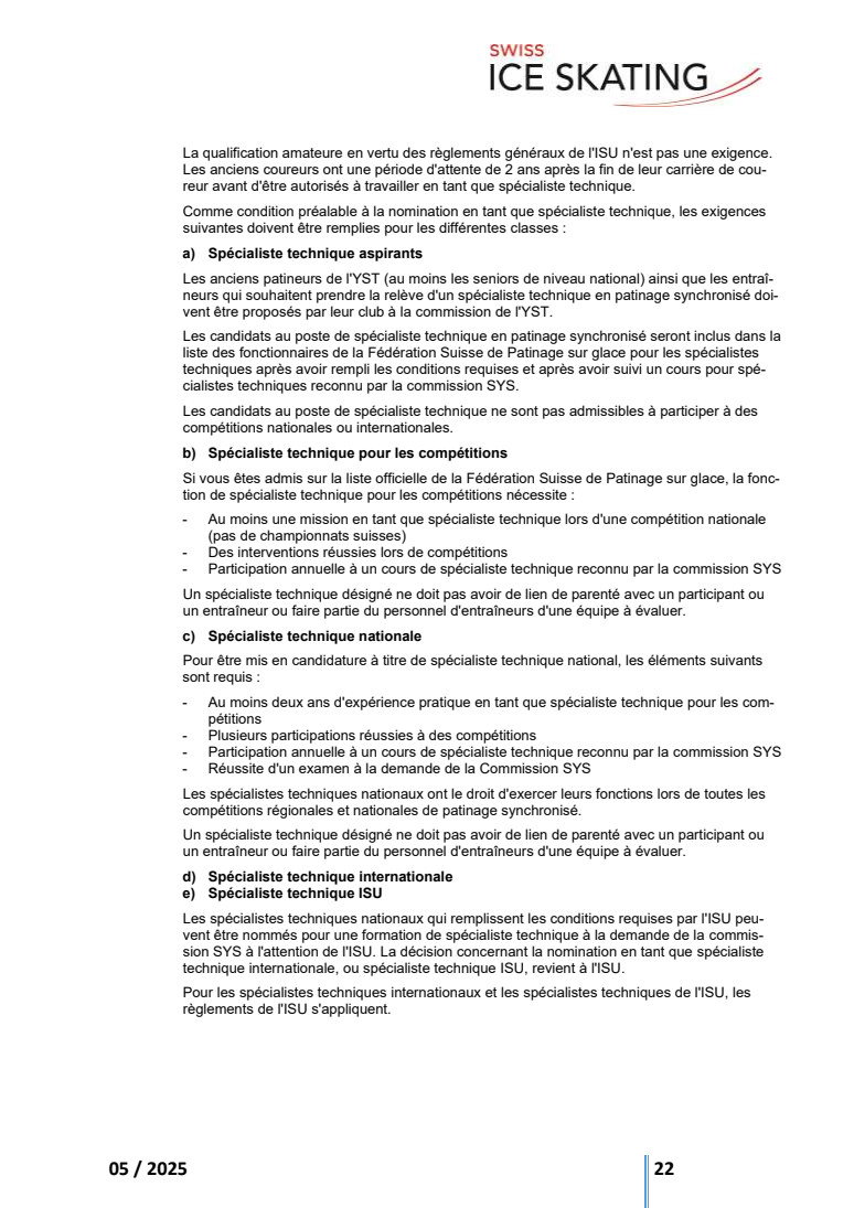 RÈGLEMENTS TECHNIQUES DU PATINAGE SYNCHRONISÉ INCL. RÈGLEMENT DES FONTIONNAIRES original page 22