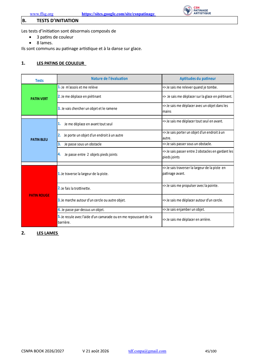 Original French test requirements, handbook page 45